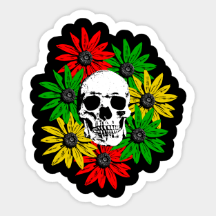 Flowers around a skull Sticker